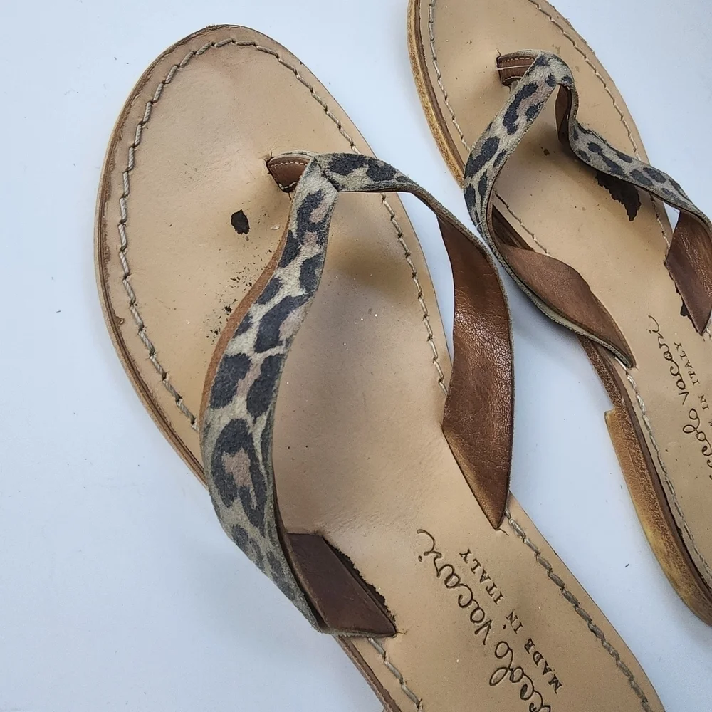 ⭐️40% Off⭐️ Niccolo Vacari Leather Leopard Flip Flops